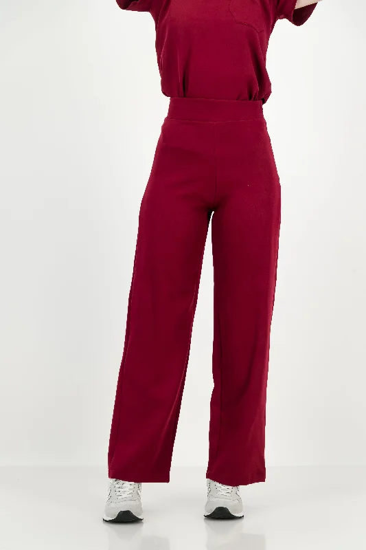 Women's Kyoto High Waist Trousers - Merlot Red Trousers Denim Blue