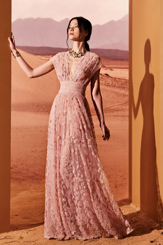 3D embroidered tulle dress