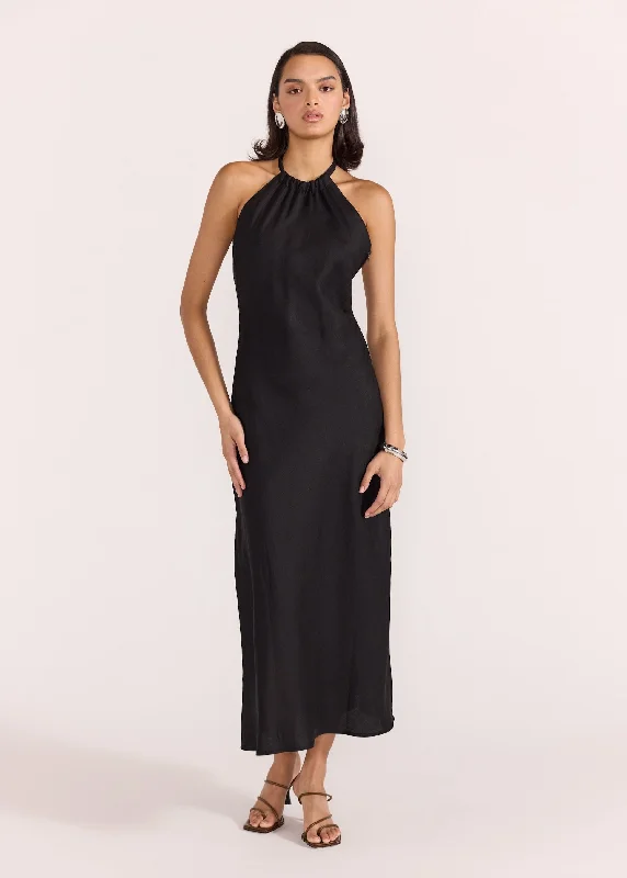 Amana Halter Bias Dress black