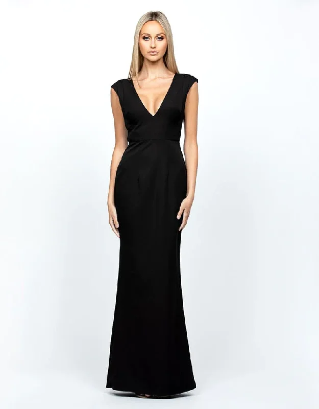 Anna V Neck Gown in Black