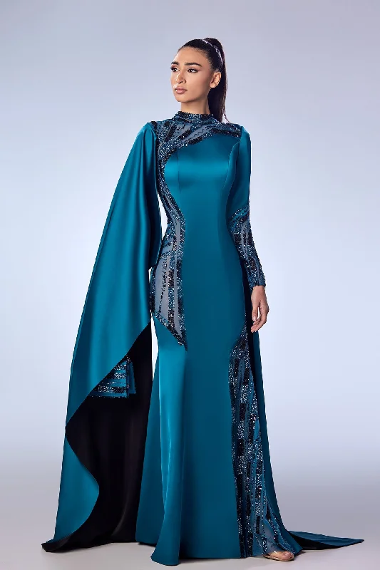 Beaded satin gown