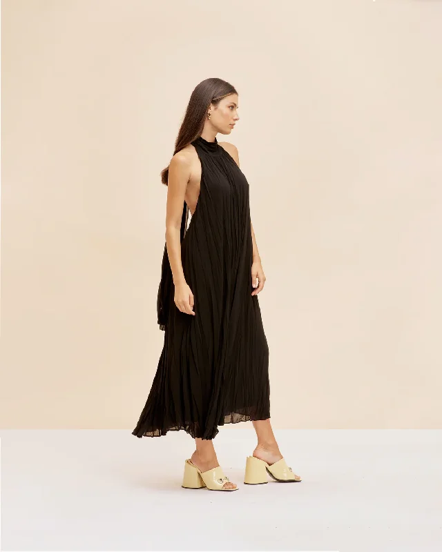 Cascade Crush Gown in Black
