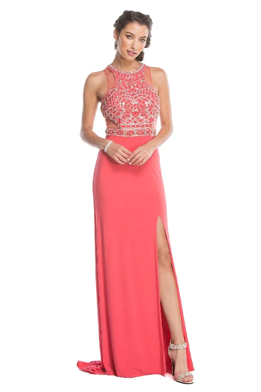 Clearance Sale Aspeed Design -L1619CL Embellished bodice Sheath Dress