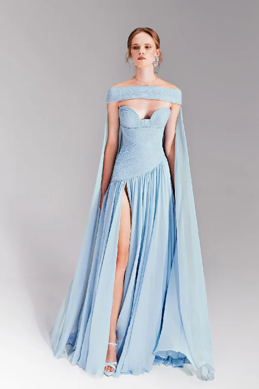 Corseted bodice chiffon dress