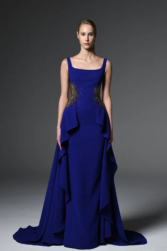 Crepe dress with embroidery