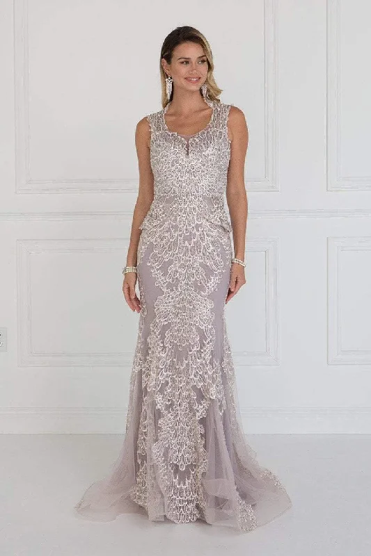 Elizabeth K - GL1530 Embroidered Scoop Sheath Dress