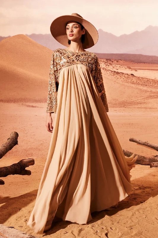 Empire-cut flowy crepe dress