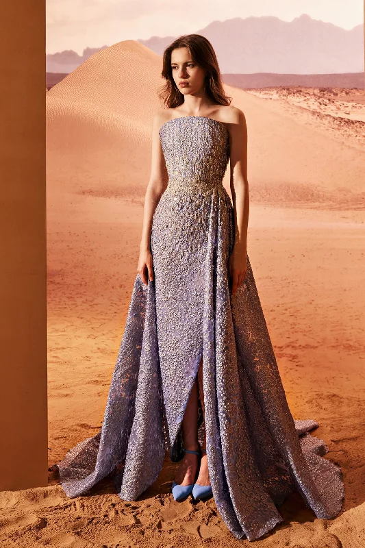 Fully embellished organza jacquard dress
