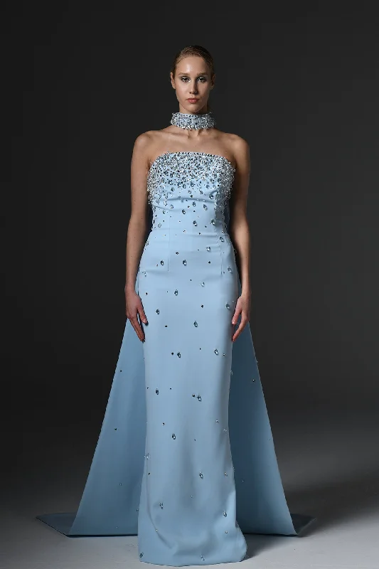 Fully embroidered crepe dress