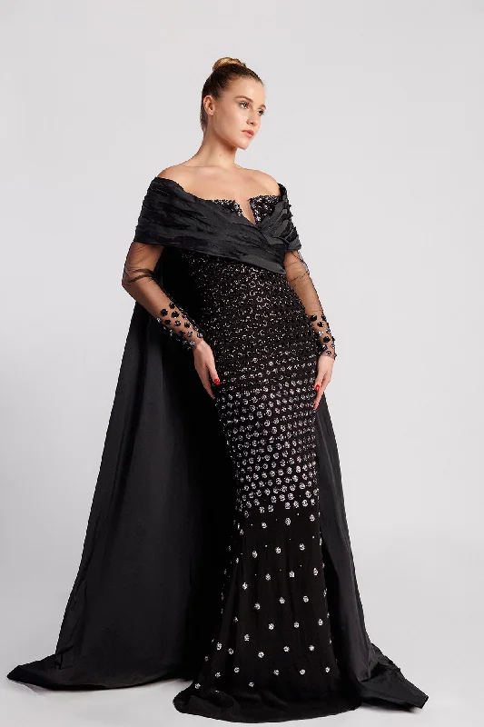 Fully embroidered taffeta dress