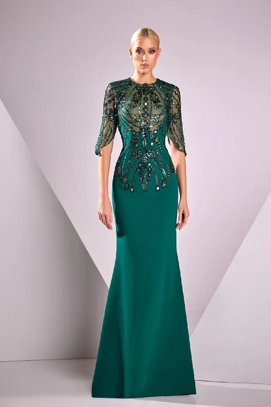 Hand-embroidered crepe dress