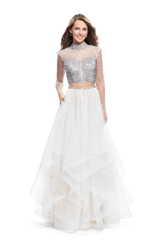 La Femme - 25555 Two Piece Bedazzled Ruffled Tulle Dress