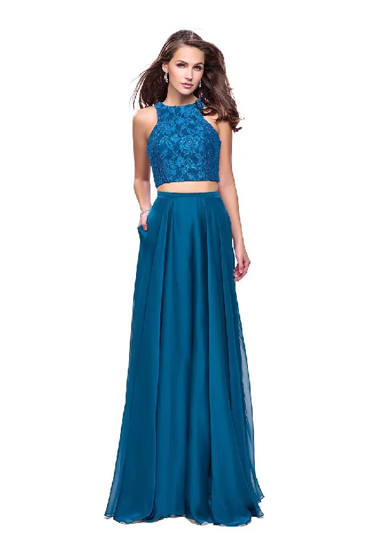La Femme - 26087 Beaded Lace Two Piece Chiffon A-line Dress