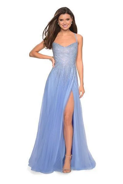 La Femme - 27750 Rhinestone Embellished Tulle A-line Dress