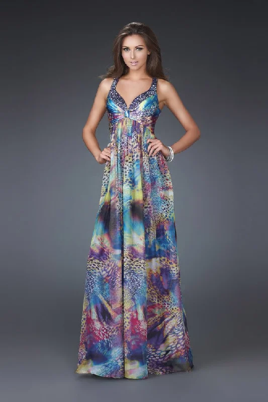 La Femme - 16594 Embellished V-neck A-line Dress