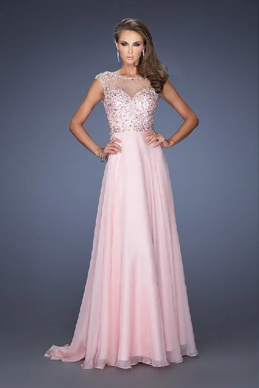 La Femme Gigi - 19858 Embellished Illusion Bateau A-line Dress