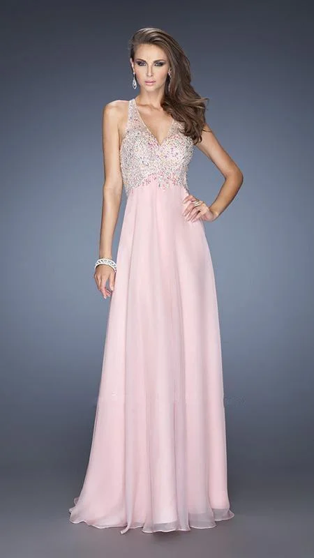 La Femme Gigi - 20171 Jewel Embellished V-neck Chiffon A-line Gown