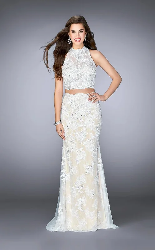 La Femme Gigi - 24615 Two-Piece Lace Illusion Long Evening Gown