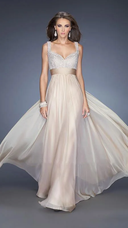 La Femme - 20203 Rhinestone Embellished Sweetheart Chiffon A-line Gown