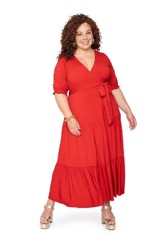 Leota Curve Marlo Dress Solid Barbados Cherry