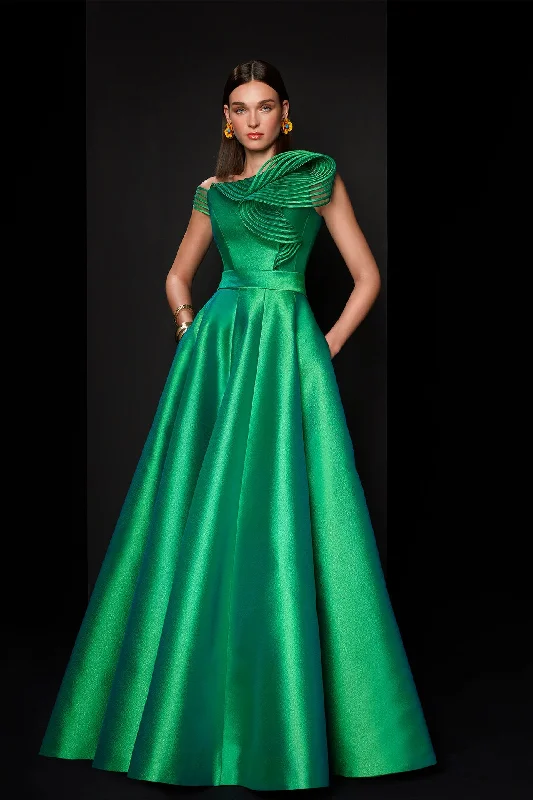 Mikado gown with ruffle detail