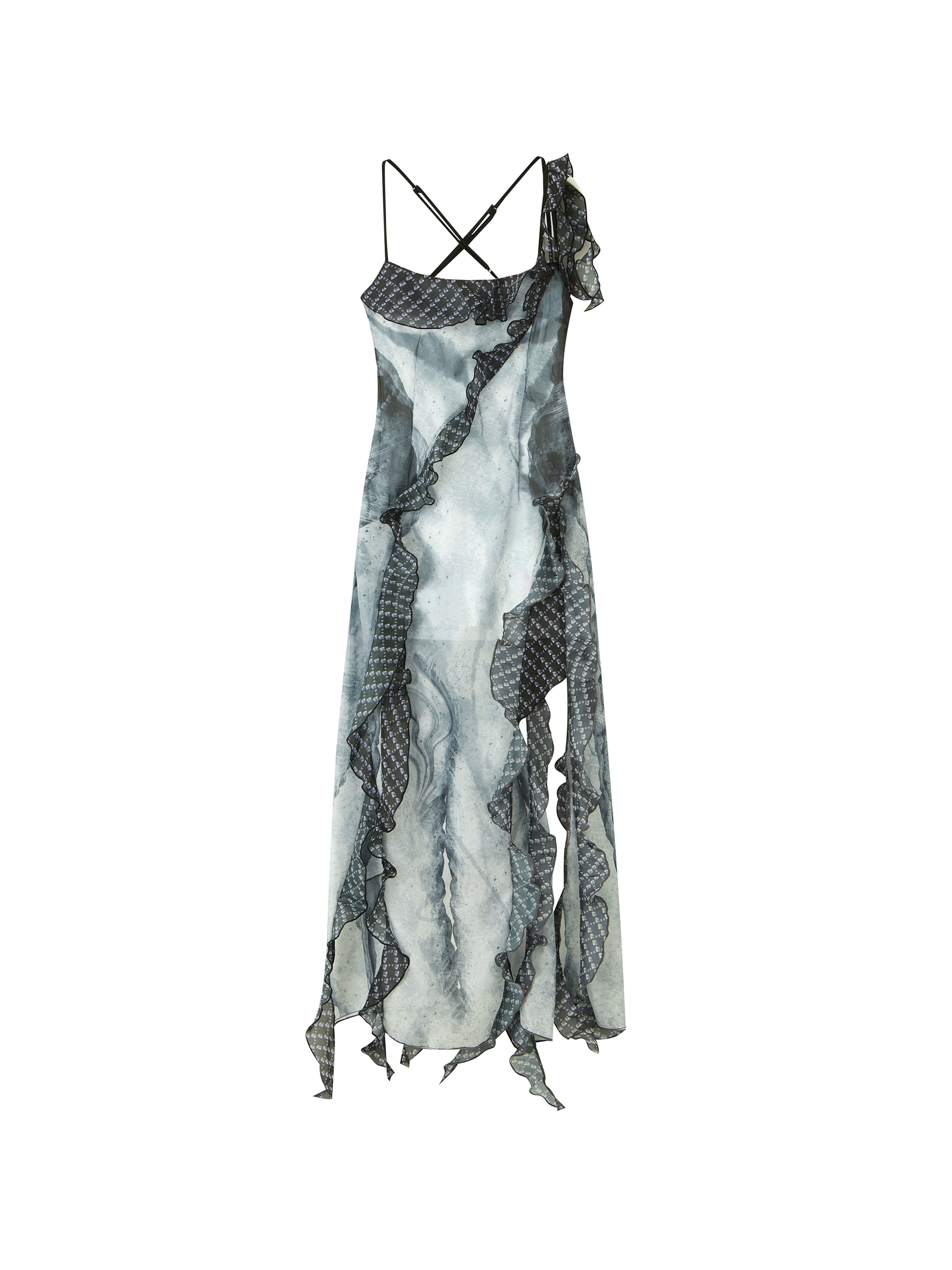 Cloudy Ink Black Camisole Dress Standard Version