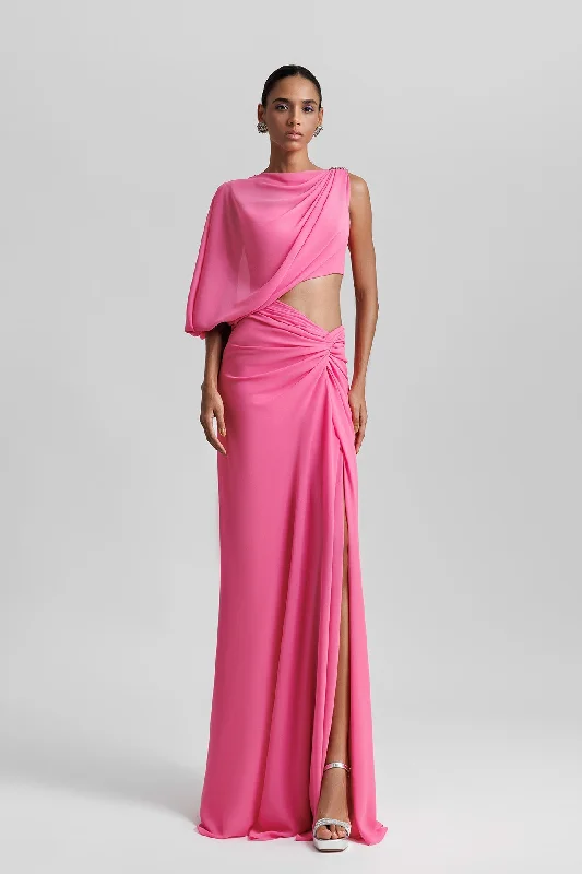 One sleeve chiffon dress