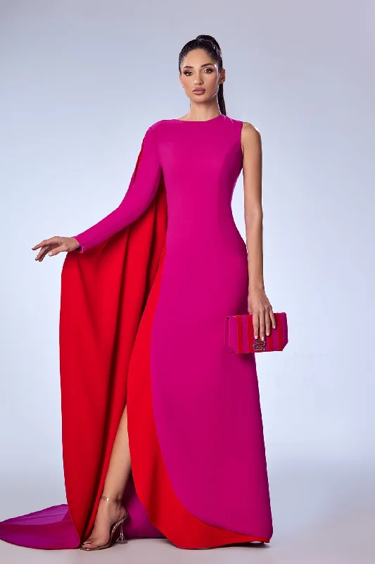 One sleeve crepe dress