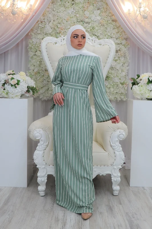 Petite Sheath Wide Sleeve Stripe Dress- Mint