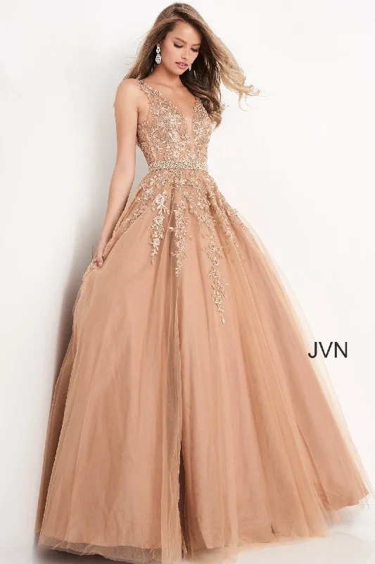 Plunging Neckline Embroidered Ballgown By Jovani -JVN00925