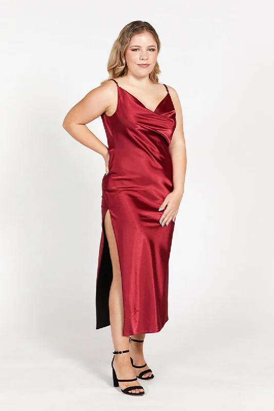 Reversible Slip Dress in Ruby Red & Onyx Black