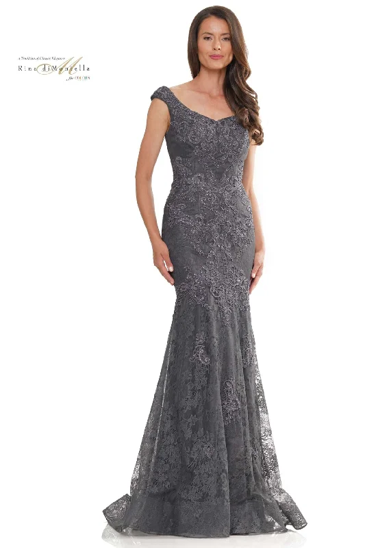 Rina Di Montella -RD2996 V-Neck Cap Sleeves Mermaid Dress